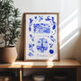 Scenes Of France Blue Tile Inspired Travel Print, thumbnail 7 of 12