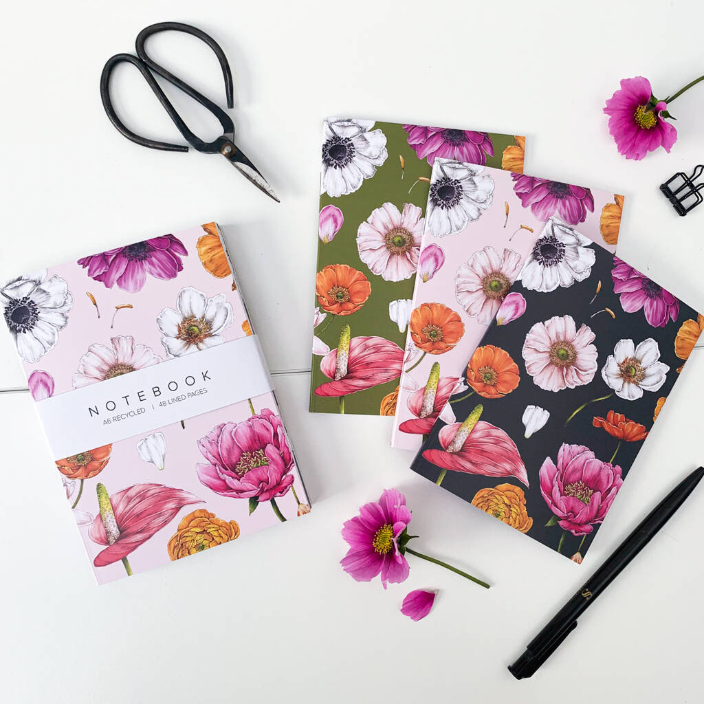 Pack Of Three Notebooks Floral Brights By Catherine Lewis Design ...