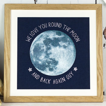 We Love You Round The Moon Personalised Fabric Art, 2 of 5