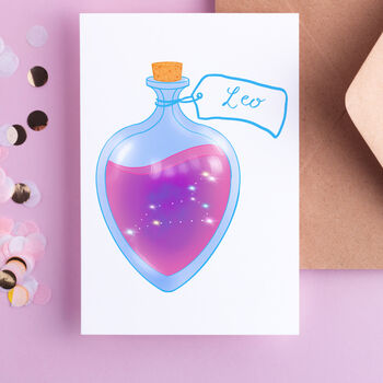 Zodiac Spell Bottle Birthday Card, 3 of 4