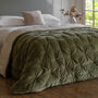 Olive Green Pintucked Velvet Bedspread, thumbnail 1 of 3