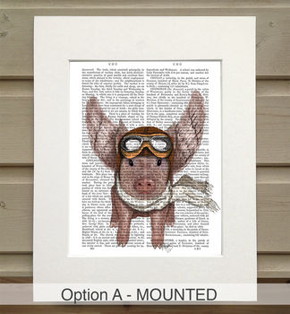 Flying Pig With Wings Book Print, Framed Or Unframed, 2 of 6