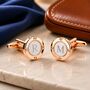 Personalised Initial Porthole Cufflinks In Rose Gold And Silver, thumbnail 1 of 8