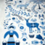Delft Blue Tea Towel 100% Cotton Woodland, thumbnail 5 of 9