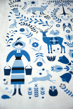 Delft Blue Tea Towel 100% Cotton Woodland, 5 of 9