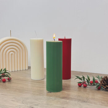 Festive Christmas Pillar Candle Christmas Decoration, 6 of 10