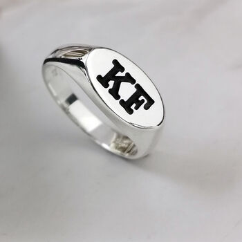 Oval Initial Silver Signet Ring, 3 of 8
