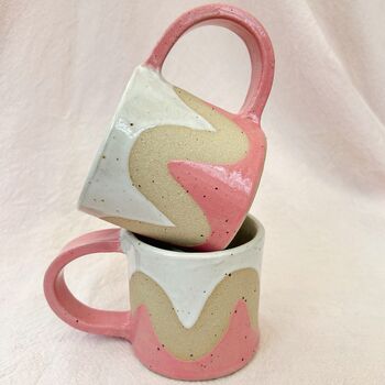 Handmade Ceramic Pink Wavy Mug, 3 of 3