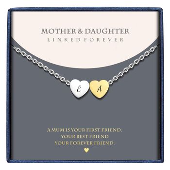 Personalise Mother And Daughter Multi Hearts Necklace Initials Engraved, 3 of 5