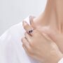 Sterling Silver Toi Et Moi Pear Cut Sapphire Blue Cz Open Ring, thumbnail 4 of 12