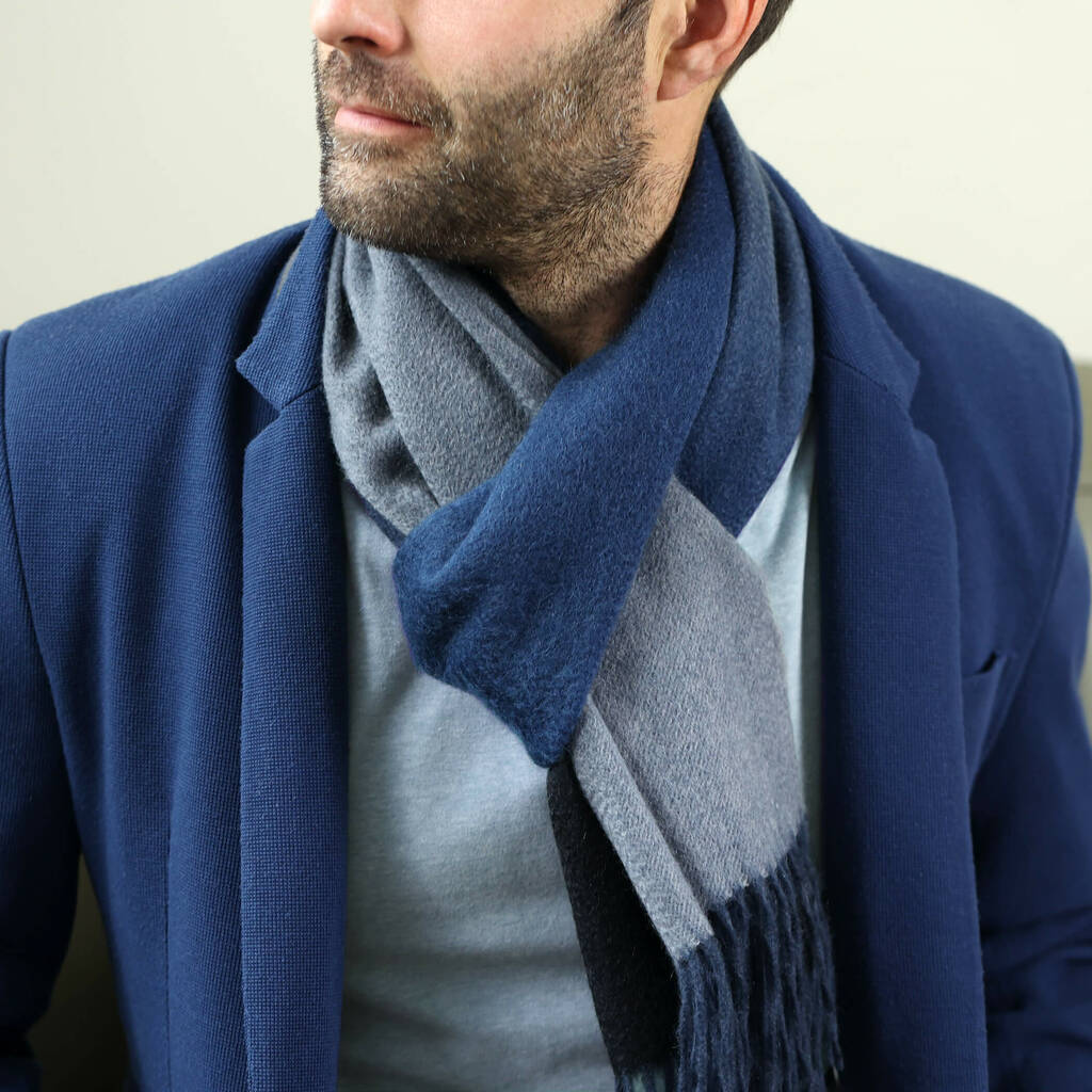 Men's 100% Pure Cashmere Ombre Scarf, 1 of 12