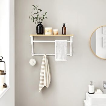 Industrial Wall Coat Rack With Shelf And Hanging Bar, 2 of 10