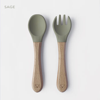 Silicone And Beechwood Fork And Spoon Set, 8 of 8