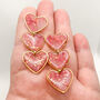 Pink Marbled Heart Statement Stud Earrings, Valentines, thumbnail 2 of 11