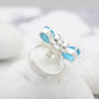 Aquamarine Apatite And Peridot Gemstone Butterfly Silver Ring, thumbnail 4 of 4