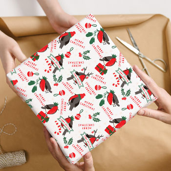 Christmas Robin Personalised Wrapping Paper, 3 of 5