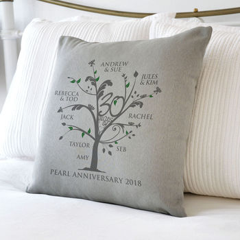Personalised Pearl Anniversary Family Tree Cushion, 4 of 5