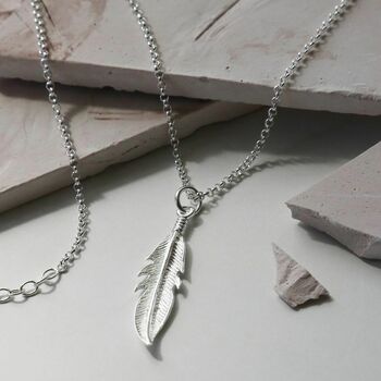 Sterling Silver Lucky Feather Necklace, 5 of 7