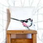 Inky Long Tailed Tit Large Luxury Cushion And Inner, thumbnail 1 of 4