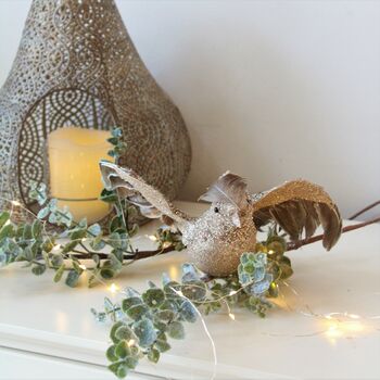 Taupe Glitter Clip On Bird Decoration, 2 of 3