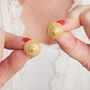 Textured Gold Plated Silver Large Stud Earrings, thumbnail 5 of 8