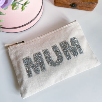 Mum Makeup Bag With Silver Rhinestone Letters, 4 of 9