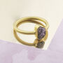 Rough Diamond April Birthstone Gold Plated Silver Ring, thumbnail 5 of 6