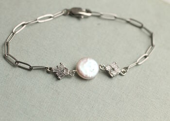Silver Plated Art Deco Freshwater Pearl Bridal Bracelet, 3 of 6