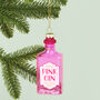 G Decor Large Glass Pink Gin Bottle Christmas Bauble, thumbnail 2 of 5
