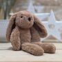 Cookie The Long Leg Dark Brown Bunny Soft Toy, thumbnail 1 of 3