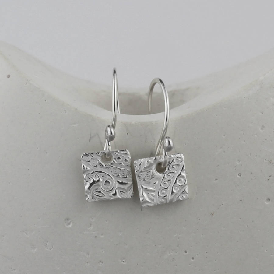 sterling silver small square earrings by lucy kemp silver jewellery ...