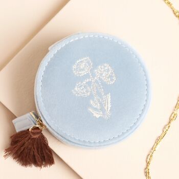 Blue Wildflower Mini Round Travel Jewellery Case, 4 of 4