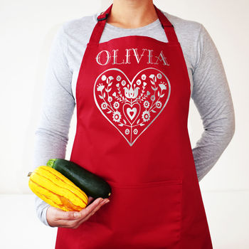 Personalised Scandi Heart Apron, Birthday Gift For Her, 5 of 12