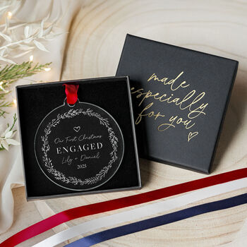 Engaged Couple First Christmas Personalised Decoration, 3 of 7