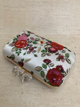 Rectangle Rose Floral Women's Clutch Bag, 6 of 7
