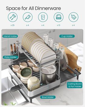 Expandable Stainless Steel Dish Drying Rack Holders, 6 of 8