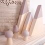 Wooden Mountain And Mushroom Nursery Decor Set Dusty Pink, thumbnail 3 of 6