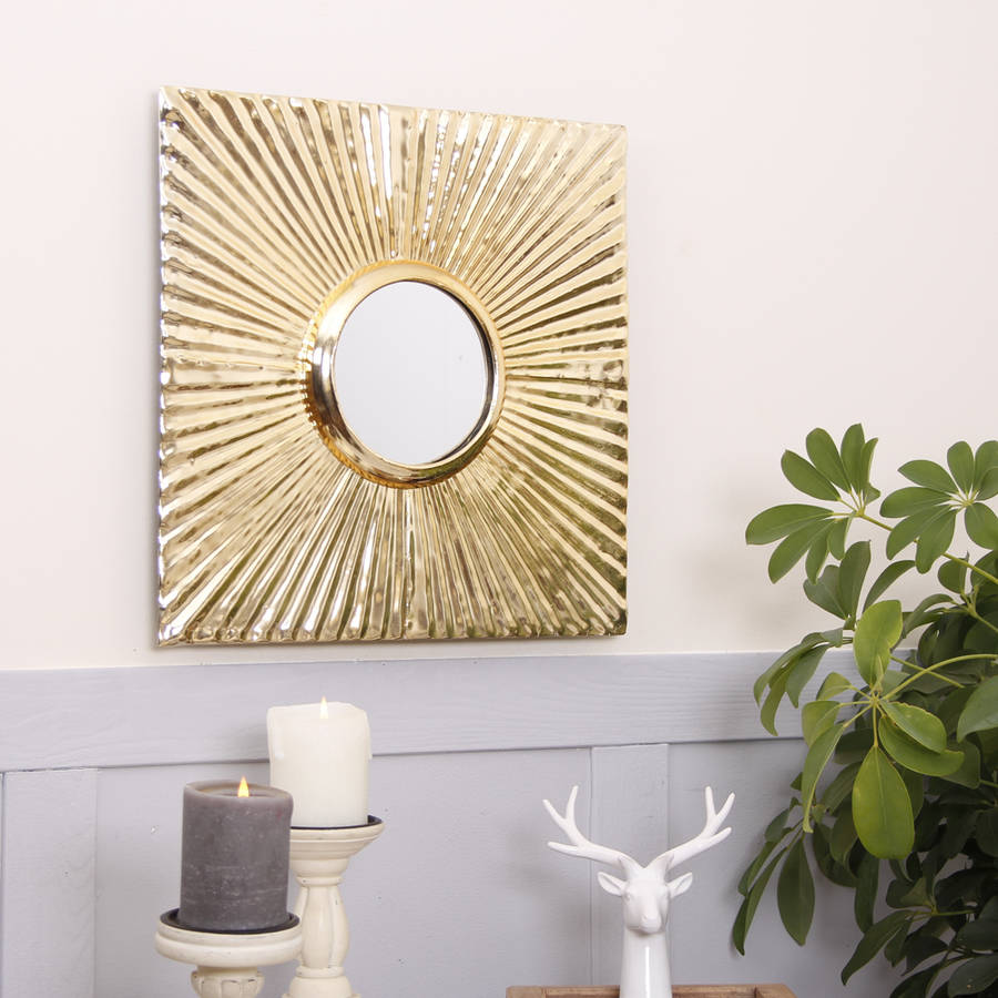 Square Gilt Gold Wall Mirror By Dibor