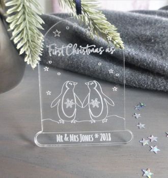 Personalised First Married Christmas Cloche Decoration, 2 of 2