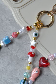Glass And Ceramic Beaded Custom Phone Charm, 3 of 8