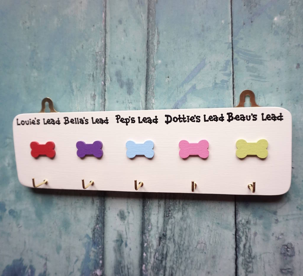 bespoke personalised dog lead hanger for sarah by siop gardd