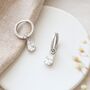 Sterling Silver Teardrop Cz Hoop Earrings – 12mm, thumbnail 3 of 4