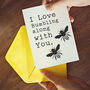 Bumbling Bees Valentine Or Anniversary Card, thumbnail 1 of 3
