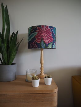 Pink And Teal Exotic Floral Lampshade, 2 of 9