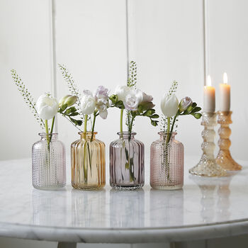 Little Lined Coloured Glass Bottle Vase Collection, 3 of 7