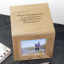 Personalised Oak Birthday Photo Cube Keepsake Box, thumbnail 1 of 4