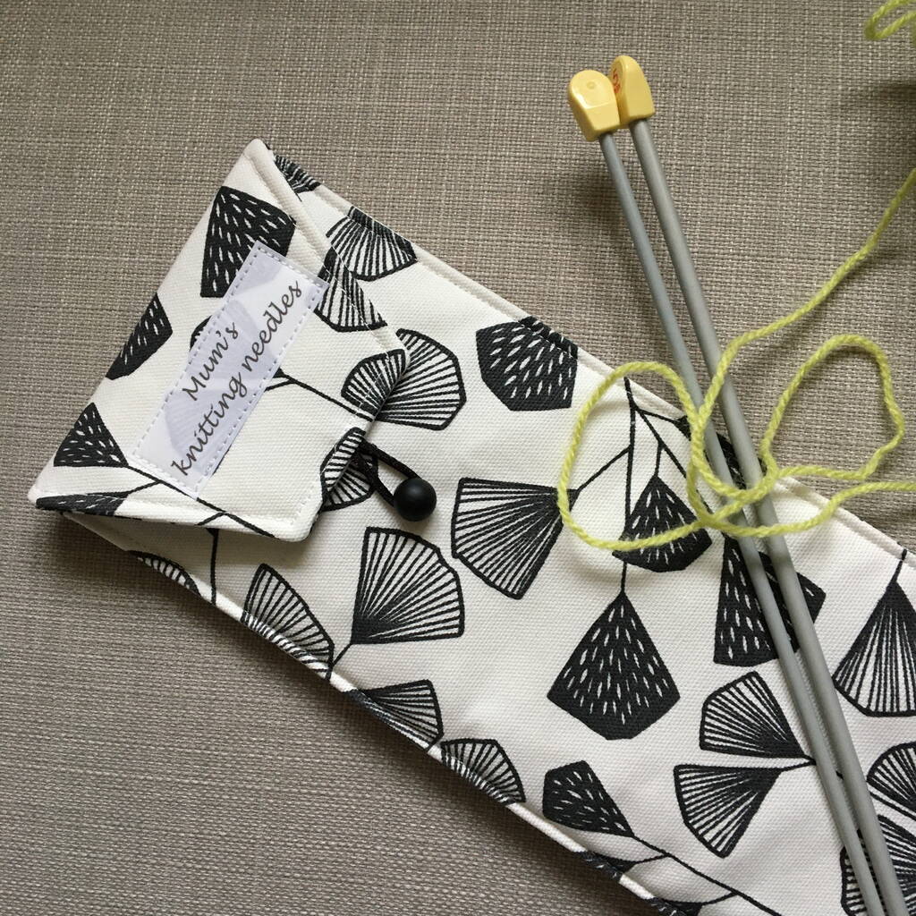 Personalised Monochrome Fern Knitting Needle Case By Jackie Martin Designs