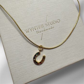 Lucky You Horseshoe 18ct Gold Plated Necklace, 2 of 2