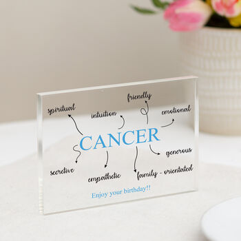 Personalised Birthday Zodiac Sign Trait Acrylic Block, 3 of 3