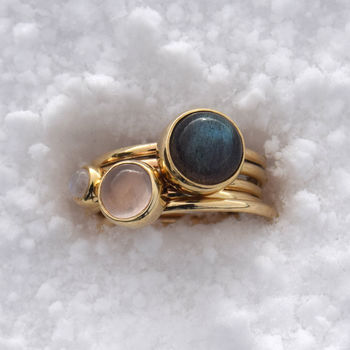 Solid Gold Labradorite Frozen Stacking Rings, 3 of 8
